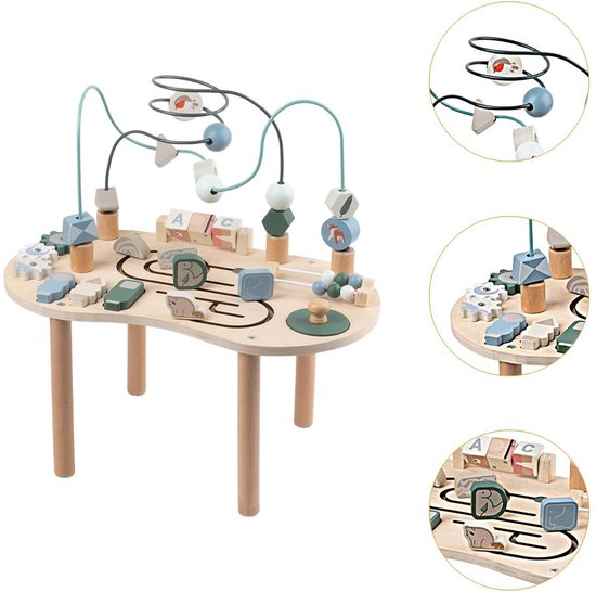 Activiteitentafel voor 1-jarigen - Montessori-speelgoed voor meisjes en jongens van 1 en 3 jaar, houten sensorische speeltafel voor peuters, educatief speelgoed voor baby's, eerste kerst- en verjaardagscadeaus van Merkloos