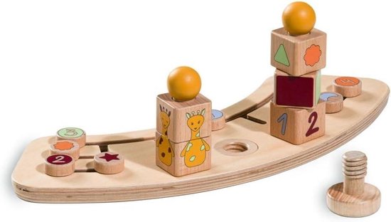 Activiteitstablet en sorteerset van FSC®-gecertificeerd hout voor kinderstoelen Alpha Plus en Beta Plus - Motoriekspeelgoed giraffenwit - Educatief speelgoed van Hauck