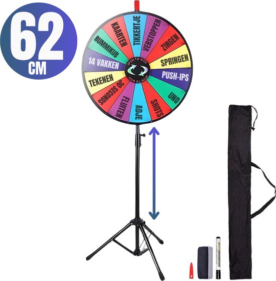 Actueell® Rad van Fortuin R1 - Draaiwiel 62 cm - Draairad - Gezelschapsspel - 14 Schrijfvakken - Met Markeerstift en Wisser van Merkloos