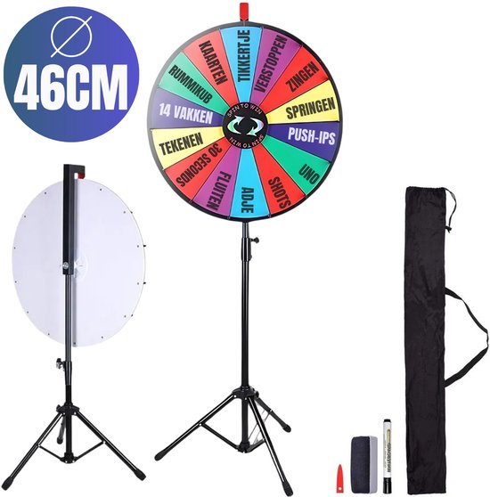 Actueell® Rad van Fortuin R3 - Draaiwiel Ø 46cm - Draairad - Gezelschapsspel - 14 Schrijfvakken - Met Markeerstift en Wisser van Actueell®