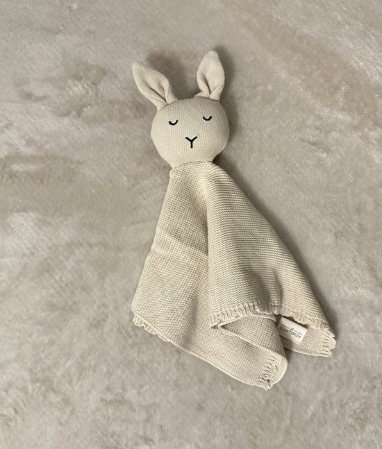 Adalletti - knuffeldoekje konijn - gebreid biologisch - light cream van Jollein