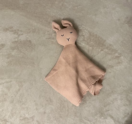 Adalletti - knuffeldoekje konijn - gebreid biologisch - oud roze van Jollein