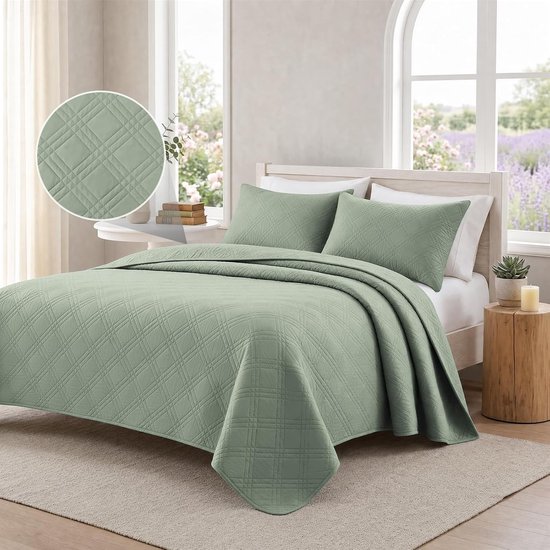 Ademend Beddensprei, 260x260cm, Dun Gewatteerd Beddensprei, Universeel Effen Dubbelzijdig, Zacht En Slijtvast, Voor Lente, Zomer, Herfst En Winter, Lichtbruin