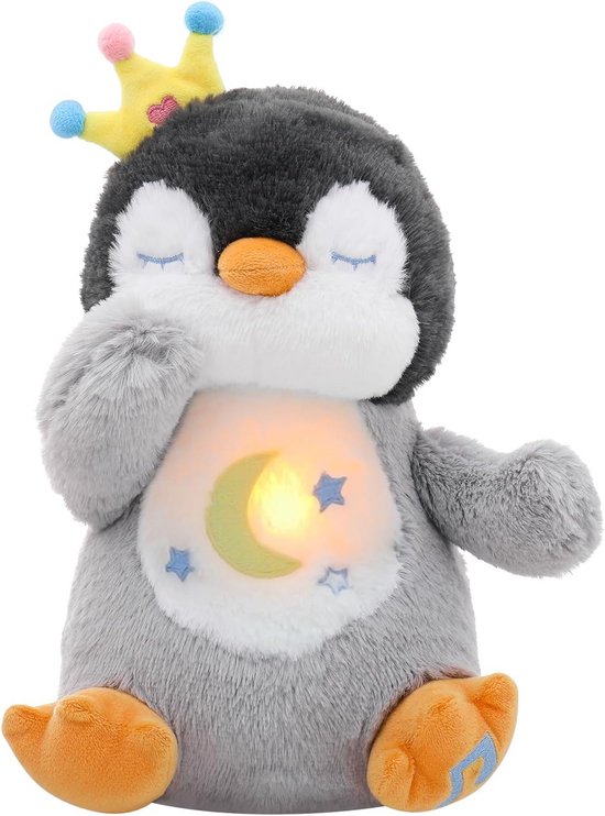 Ademend Pluche Dier Pinguïn met Ademhaling, Muziek en Nachtlicht - Slaapbegeleiding voor Kinderen
