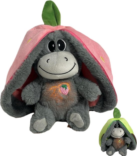 Ademend Pluche - Troostpop Ezel - Rustgevend Slapen - Vier Ademhalingsmodi - 29x24x16 cm - Roze