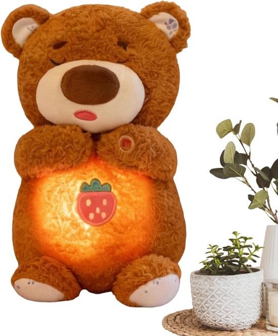 Ademende Beerpop - Knuffel Beer - Kind Kalmeren - Hartslag Geluid - 30 x 20 x 8 cm - Bruin