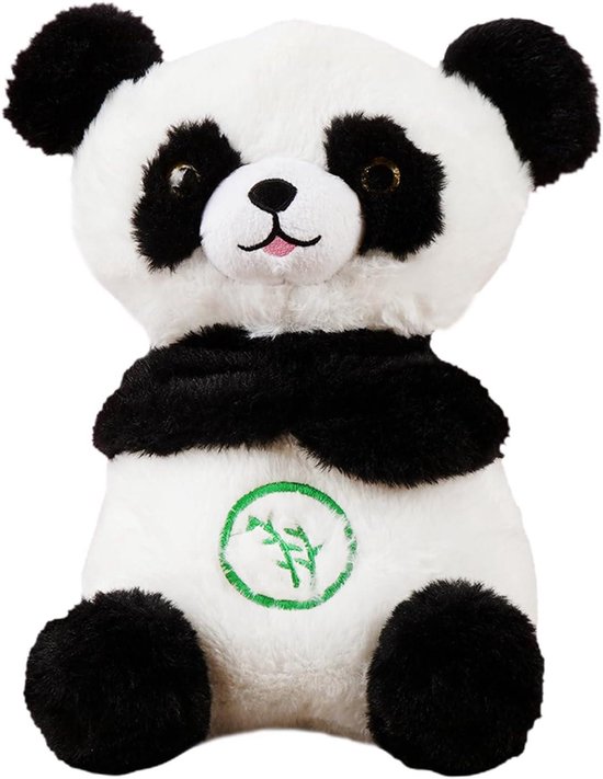 Ademende Panda Knuffel - Pluche Geluidsmachine - Rustgevende Momenten - Met Muziek Geluiden - 30x17x5 cm - Panda