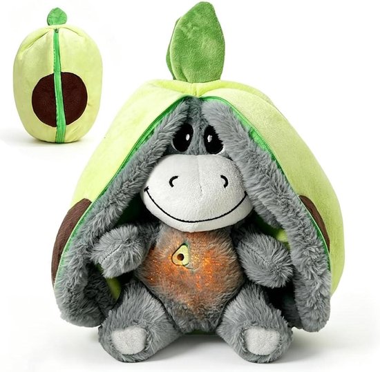 Ademende Pluche Ezel - Knuffel Ezel - Ontspannende Slaapomgeving - Met Licht en Muziek - 32 cm - Groen van Merkloos