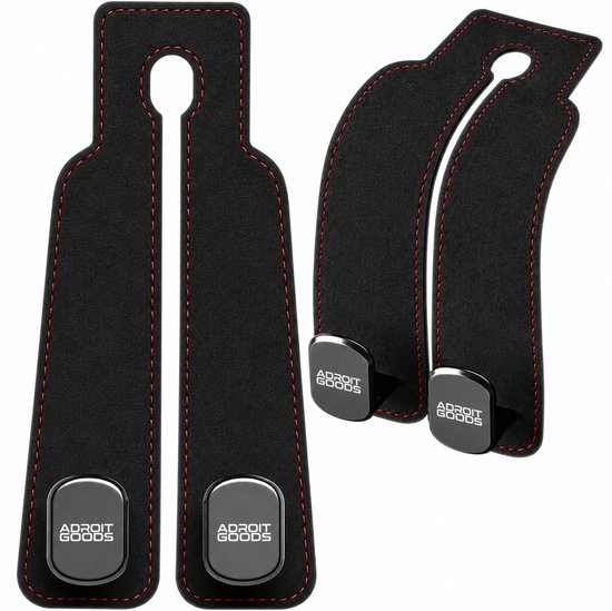 AdroitGoods Auto Hoofdsteun Haak Set – Multifunctionele Autohaken voor Tas & Organizer – Leer Look - Zwart