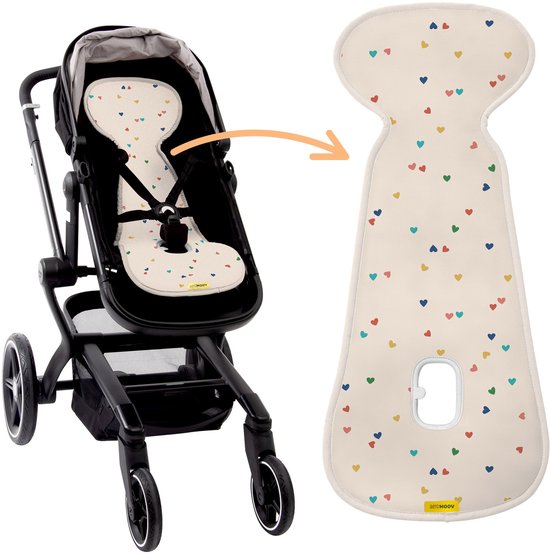 AeroMoov Air Layer – Inlegkussen Buggy – Ademend & Warmteregulerend - Universeel - Confetti Hearts van AeroMoov