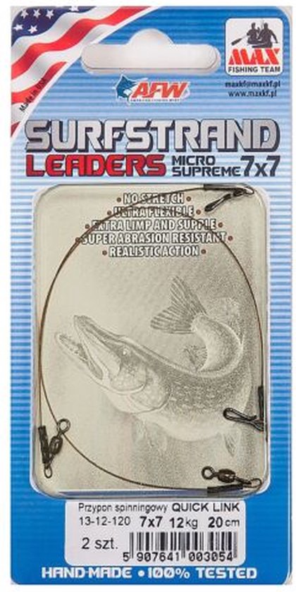 AFW American Fishing Wire Surfstrand 7x7 Quick Link Beige 9kg / 35cm van AFW