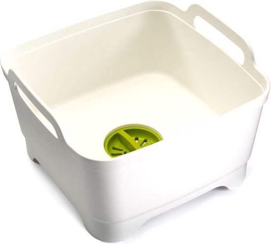 Afwasbak met handgrepen en afvoerplug - 9 liter - wit - groen van Brabantia