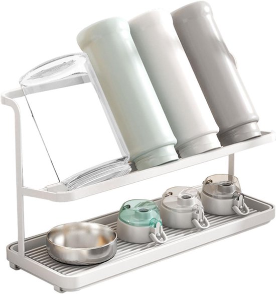 Afwasrek - Flessen Droogrek - Flessenrek - Flessenafwasrek - Wit Afwasrek - Wit IJzeren rek - Afwasrek - IJzer van Lobert.