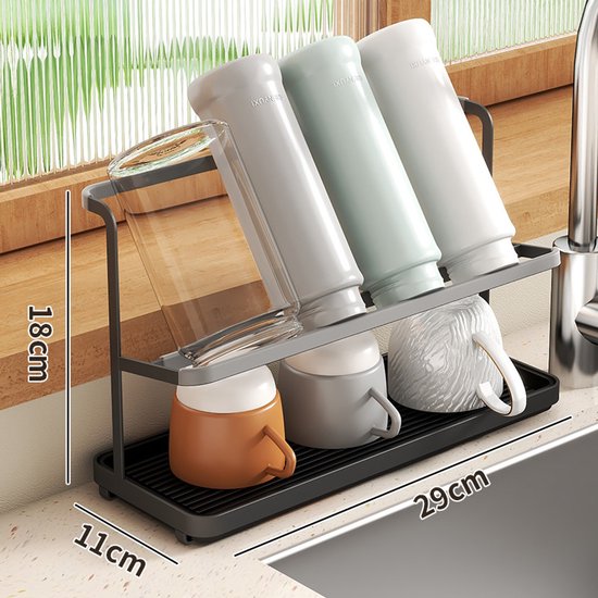 Afwasrek - Flessen Droogrek - Flessenrek - Flessenafwasrek - zwart Afwasrek - zwart IJzeren rek - Afwasrek - IJzer van Merkloos