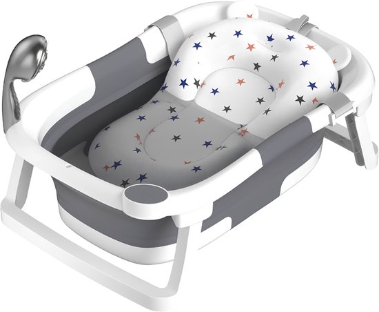 AHD® Baby Badje - - Baby Badje Met Standaard - Baby Badset - Grijs - 63cm x 43cm x 9cm
