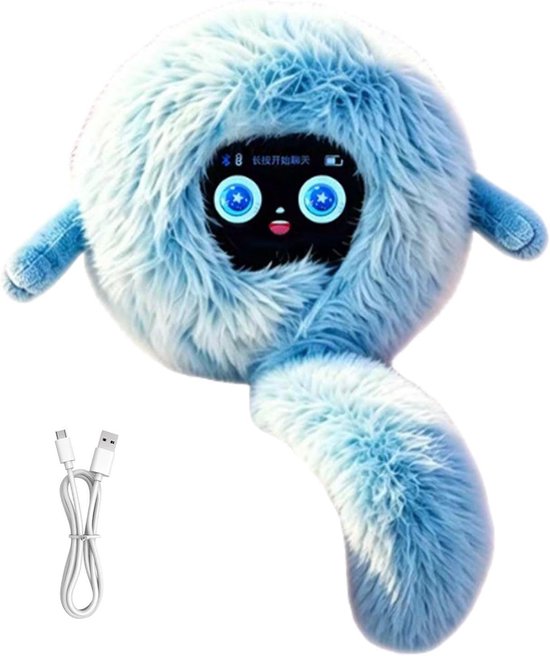 AI Pluche Knuffel - Interactieve Leerassistent - Kind Ontwikkeling - Realtime Kennisbank - 14.5 cm Hoog - Blauw
