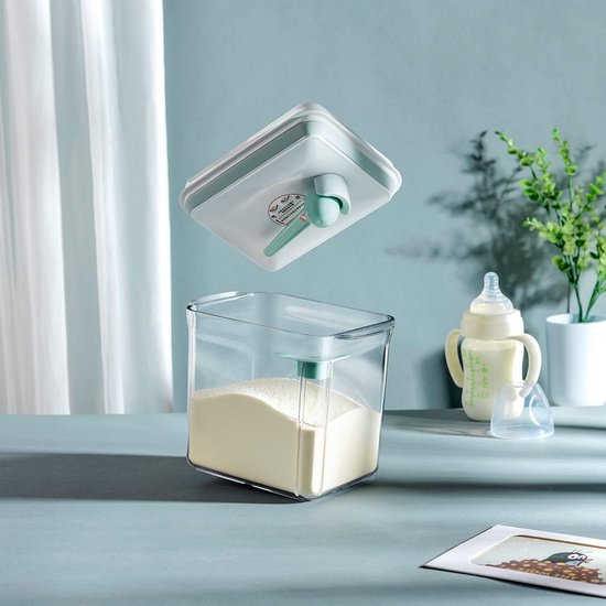 Airtight Melkpoeder Dispenser van 1 Liter, Draagbare Opbergdoos voor Babyvoeding, Eenvoudig met Één Hand te Gebruiken, Ideaal voor Melkpoeder en Voedselopslag