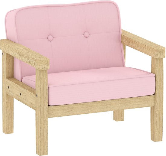 AIYAPLAY Kinderbankje Houtmateriaal, Corduroy 46,5L x 44B x 45H cm Roze van Merkloos