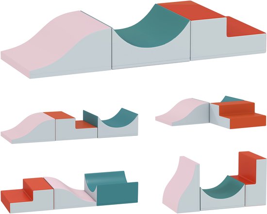 AIYAPLAY Zachte Speelset voor Kinderen Kunstleer, EPE-schuim 141L x 45,7B x 20,3H cm Lichtgrijs van Merkloos