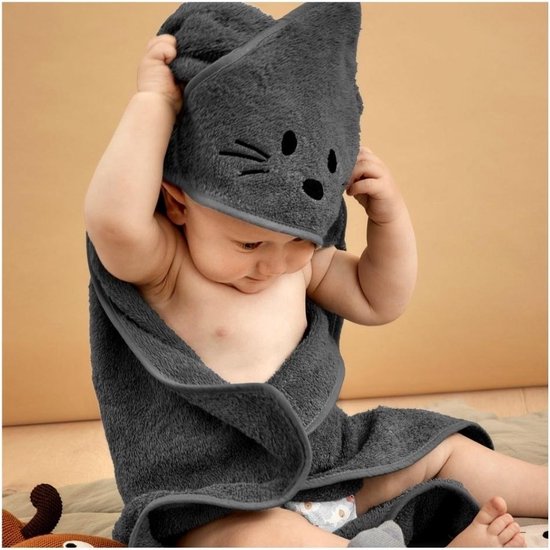 Aki capuchon babyhanddoek-Asfalt van Liewood