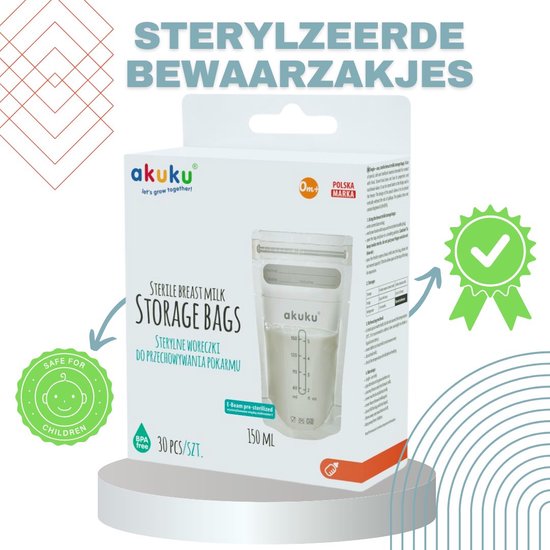 Akuku - Sterylzeerde Bewaarzakjes Voor Babyvoeding - Moedermelk - BPA-vrij van Akuku