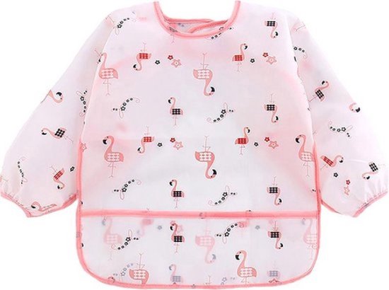 Akyol - Slabber – slabber flamingo – slabbertjes –baby knoeischort -knoeischort - babyschort – schort – kliederschort – knutselschort – flamingo – wit van Akyol