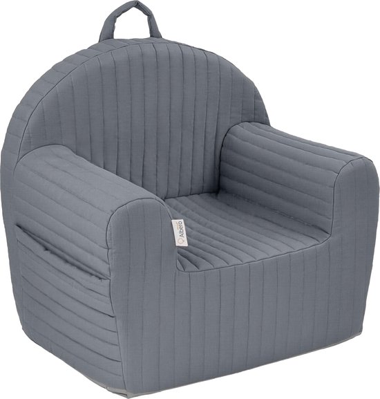 Albero Mio Stripe Graphite Kinderfauteuil - Kindersofa - Kinder Fauteuil - Kinderfauteuils - Peuterstoeltje van Merkloos
