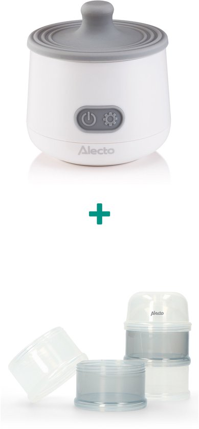 Alecto BW1000 + BF-4 Bundel - Draagbare Baby Flessenwarmer voor Onderweg en Thuis - Set inclusief Melkpoedertoren van Merkloos