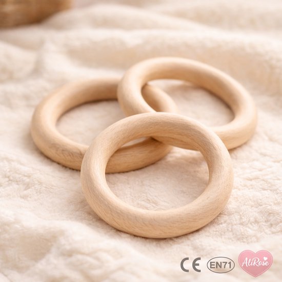 AliRose Baby Ringen - 55 mm - Maat M - Set van 3 - CE & EN71 Veilig - Bijtring - DIY - Project - Verkrijgbaar in 3 maten of mix