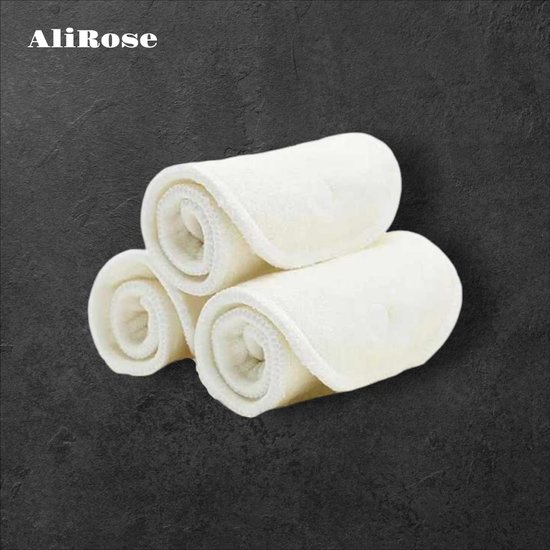 AliRose - Herbruikbare Luier Inleggers - Set van 3 - Hennep Katoen - Absorberend & Ademend - Antibacterieel - Duurzaam, comfortabel en milieuvriendelijk - dé keuze voor bewuste ouders - 35x13,5 cm