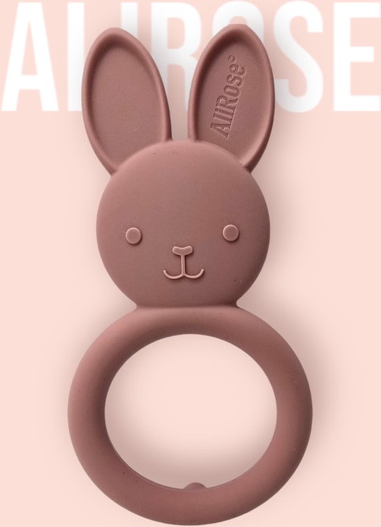 AliRose - Siliconen Bijtring - Konijn - Dieren Teether - BPA/PFAS Vrij - 100% Siliconen - Hypoallergeen - Baby Speelgoed - Bunny - Wortel - Tandverzachtend - Verkoelend - Cadeau BabyShower - Roze van AliRose