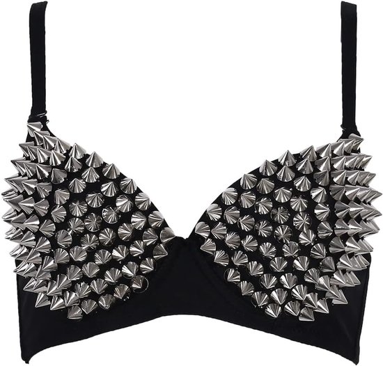 All-Over Spike Rivet Dance BH Metallic Punk Style Nightclub Wear