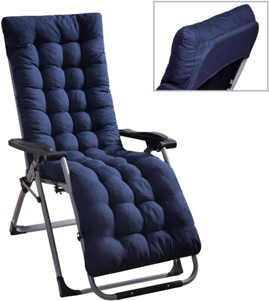 Allecta Ligstoel Kussens - Dikke Vervangende Kussens - Lounge Kussen Pad voor Buiten - Tuin Ligstoel - Fauteuil Chaise Lounge Stoel - Donkerblauw van Merkloos