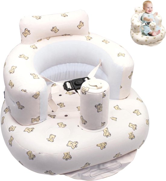 Allecta - Opblaasbaar Babyzitje vanaf 3 maanden - Draagbare Vloerstoel voor Baby's - Eetkamerstoel in Berenvorm van Merkloos