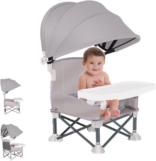 Allecta - Opvouwbare babyverhoger met zonnescherm - Draagbaar en draagbaar - Binnen en buiten - Kinderstoel voor peuters - Voeding en camping van Allecta
