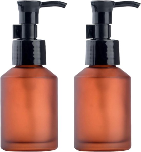 Allecta - Set van 2 lege rode glazen lotion pomp flessen - 60ml - voor make-up en cosmetica op reis