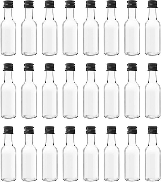 Allecta - Set van 24 herbruikbare mini-flessen met schroefdop voor wijn, specerijen, parfums, sauzen, alcohol en sappen