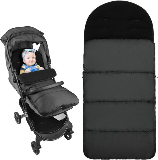 Allecta - Universele Thermo Voetenzak voor Kinderwagen - Polarfleece Voering - Waterdicht - Winddicht - Machinewasbaar - Zwart van Merkloos