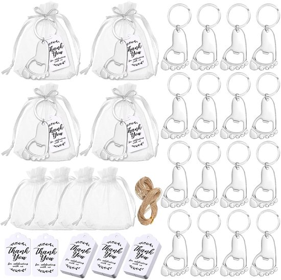 Allecto - Baby Footprint Keychain - Organza Bags - Thank You Cards - Baby Kids Shower Favors - Boys Girls - Shower Party - Geschikt voor Baby Showe..
