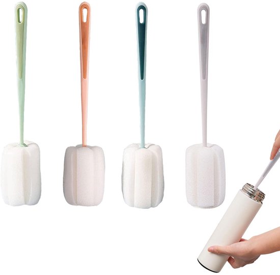 Allecto - Bottle Brush - 4 Stuks - Hoogwaardige Spons - 25 cm - Voor Flessen en Glazen - Premium Kwaliteit - Geschikt voor Glas en Kunststof van Merkloos