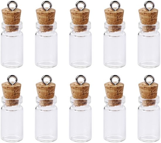 Allecto - Glazen wensfles - Mini-glazen flessen - 10 stuks - 1 ml - Decoratieaccessoires - Perfect voor wensen - Klein formaat van Merkloos