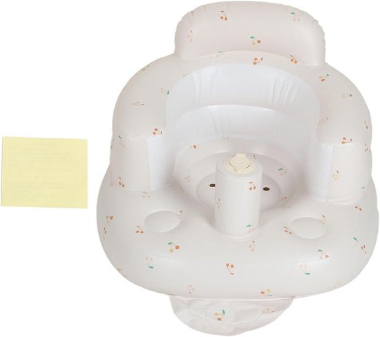 Allecto - Opblaasbare Babystoel - Babyrugsteunbank - Medium Formaat - Ingebouwde Luchtpomp - Peuterstoel - Thuisgebruik - Kersenprint - Geschikt voor Baby's van 3-36 Maanden, Spelen, Dineren, Baden, Reizen van Merkloos