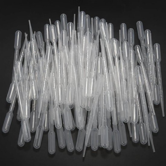 Allecto Plus - 200 stuks 3 ml herbruikbare plastic pipetten voor laboratorium - Transparante meetpipetten - Wegwerp pipetten met schaal - Transferpipetten voor klaslokaal experiment - Parfum etherische oliën - Pipet dispenser