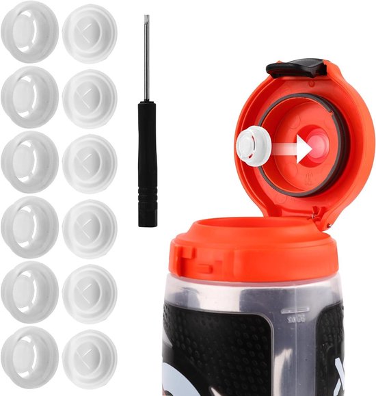 Allecto Plus - 6 stuks Vervangende Waterfles Afdichting - Silicone Ventiel en Plastic Inzetstuk - Compatibel met Gatorade Fles Accessoires