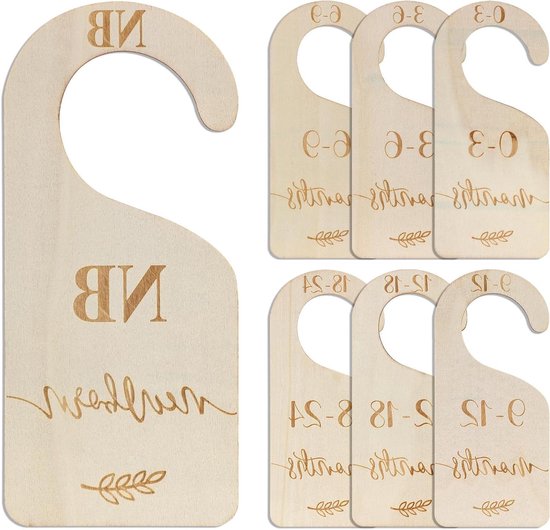 Allecto Plus - 7-delige babykastverdelers voor houten kinderkamer - Babykleding organizer voor sorteren van kleding - Pasgeboren tot 24 maanden van Merkloos