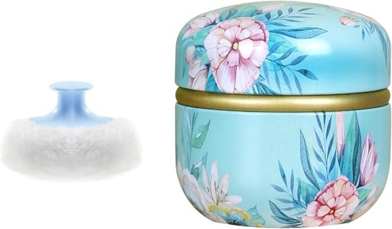 Allecto Plus - Poederdoos met zachte poederdons voor thuis en op reis - Lichaamspoederdispenser - Blauw - Voor kinderen, baby's en vrouwen