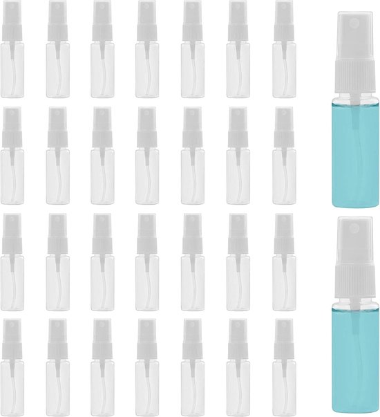 Allecto plus - Set van 30 navulbare Mist Spray Flesjes van 20ml - Mini Verstuiver Flesjes voor Schoonmaak, Parfum, Essentiële Oliën - Anti-lek Ontwerp - Ideaal voor Onderweg. van Merkloos