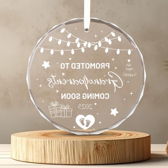 Allecto plus - Zwangerschapsaankondiging Glazen Ornamenten - Ouders en Grootouders - Ideaal Cadeau - Delicaat Ontwerp - Diameter 7,6cm - Met Doos - Eerste Keer Opa en Oma Verrassen met Baby Nieuws van Merkloos