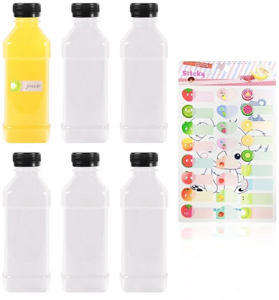 Allecto - Set van 6 Transparante Sapflessen 250ml - Herbruikbare Pet