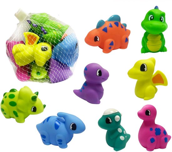 Allerion Badspeelgoed Dino Set – Vanaf 1 jaar – 8 Verschillende Dinosaurussen van Allerion